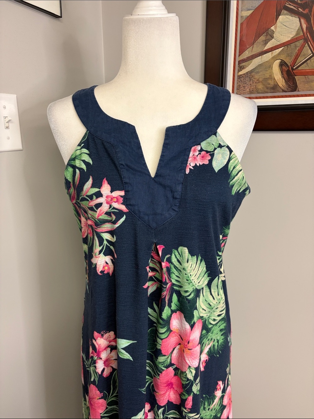 Tommy Bahama Womens Tropical Floral Halter Maxi dress cotton linen medium - Picture 2 of 5